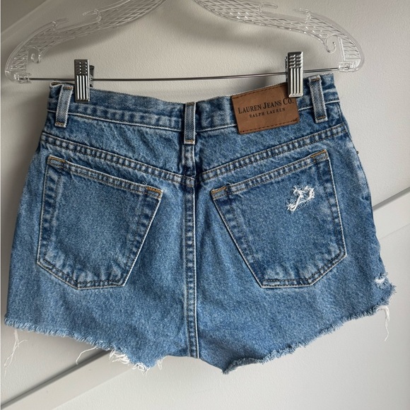 Vintage 90s Ralph Lauren Cut-Off Raw Hem Cotton Jean Denim Booty Shorts size 4 - Picture 3 of 7